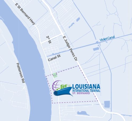 Map showing location of Louisiana International Terminal
